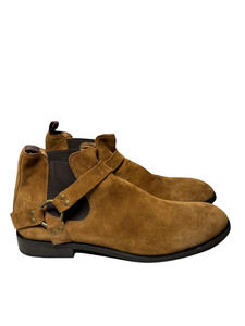 Frye Scott Chelsea Harness Buckle Brown Suede Men's size 13 Ankle Slip On Boots